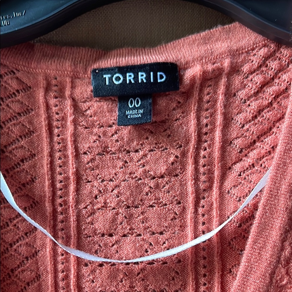 Torrid Orange Blouse with V-Neck - Picture 2 of 4